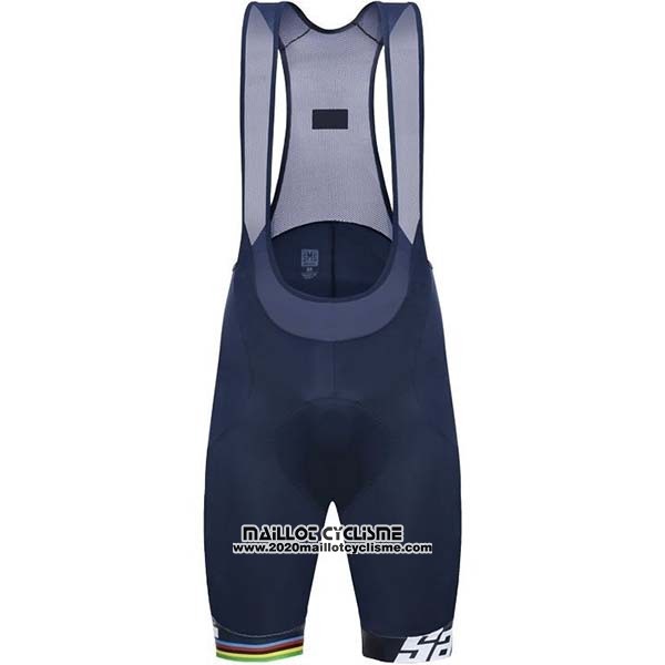 2019 Maillot Ciclismo USA Blanc Fonce Bleu Manches Courtes et Cuissard